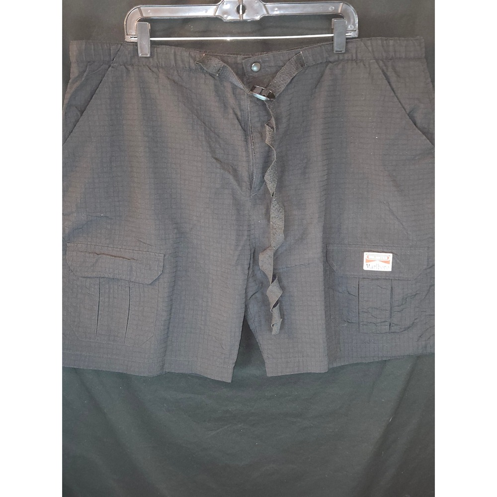 Vintage Marlboro‎ Unlimited Mens Black Nylon Cargo Shorts XXL Adjustable Waist